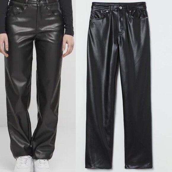 Bundle Set H&M Size8 |$150 NWOT Orange Striped Pullover+Black Faux Leather Pants - Picture 8 of 16